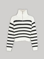Striped pullover with zipper