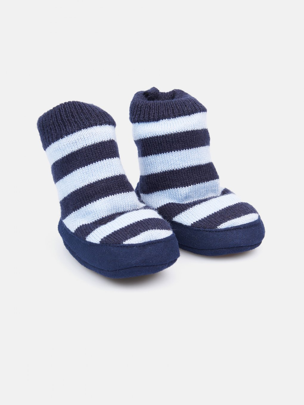 Knitted striped slippers