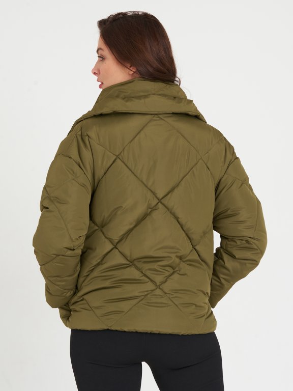 Quilted jacket with high collar