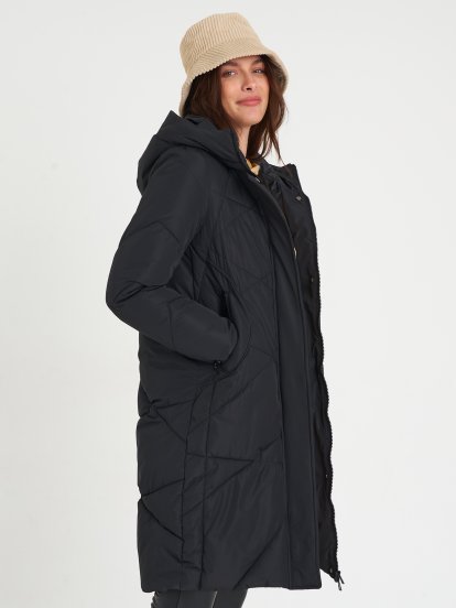 Prošívaná zimní bunda s kapucí dámská