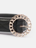 Faux leather quilted belt
