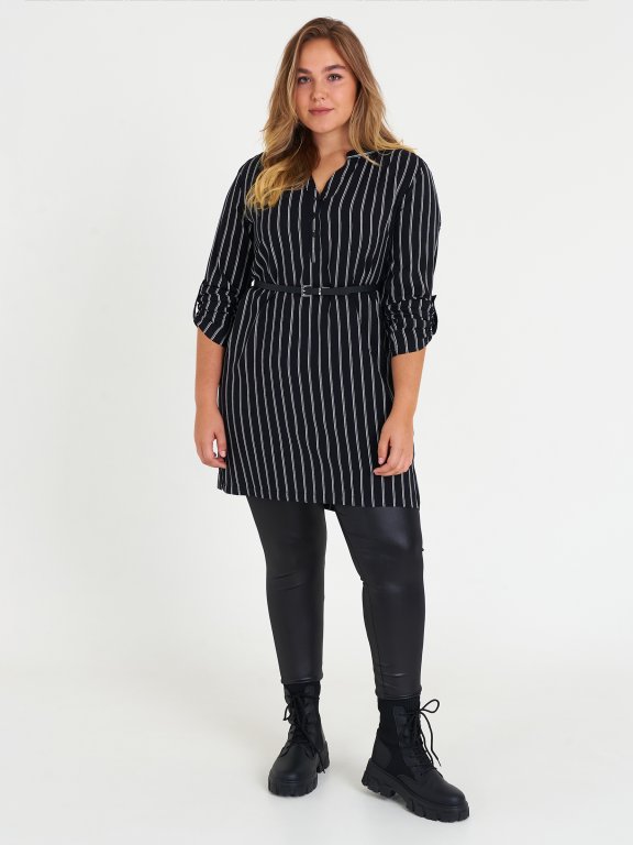 Plus size striped viscose tunic blouse