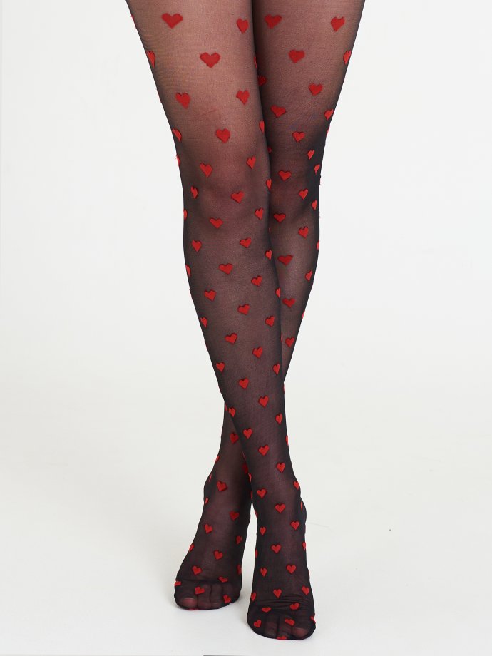 Tights with red top hearts