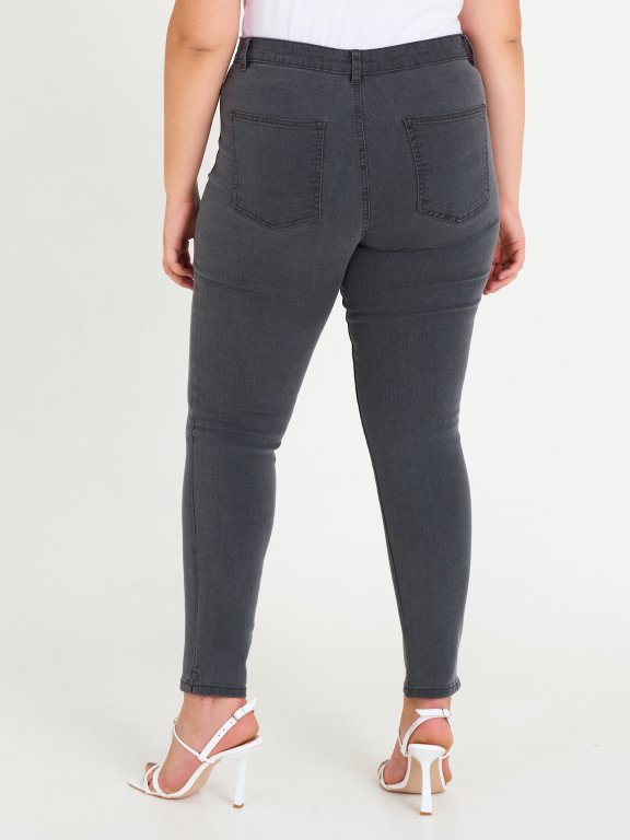 Základní dámské džíny skinny s vysokým pasem plus size
