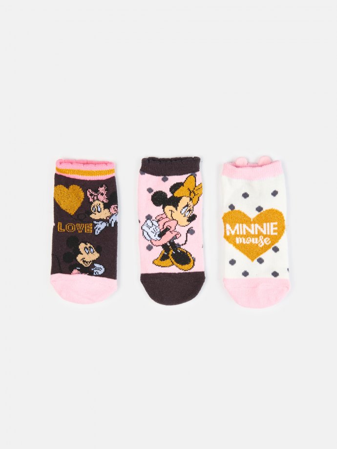 Pack of 3 Pairs of Minnie Mouse Socks by Disney® - pink medium solid, Girls