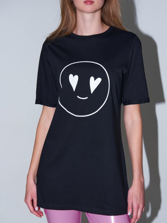 Oversized cotton t-shirt with reflective print