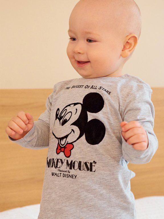 Bavlnené tričko s dlhým rukávom Mickey Mouse