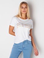 Cotton t-shirt with gold slogan