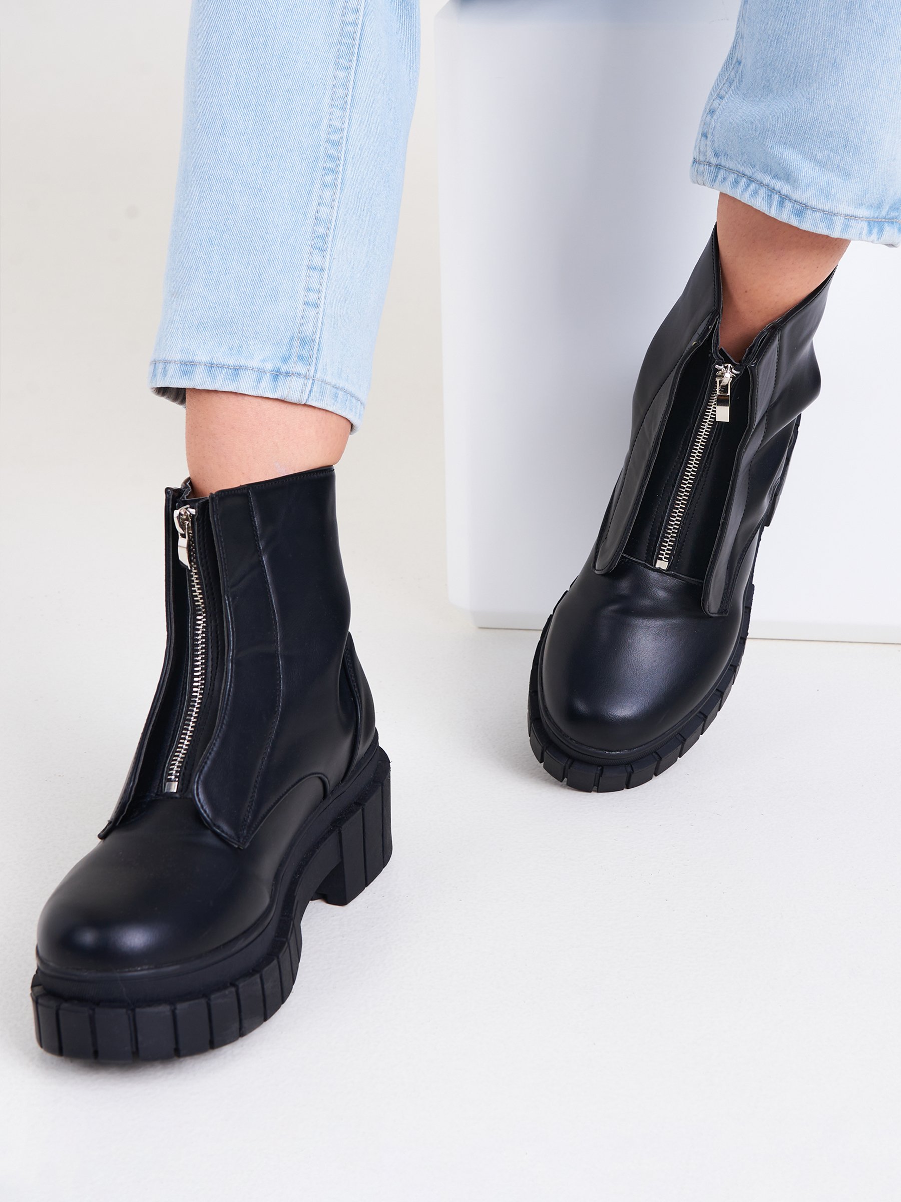 Black Ankle Boots - Zip-Front Boots - Platform Ankle Boots - Lulus