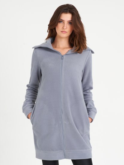 Longline fleece zip-up sweatshirt