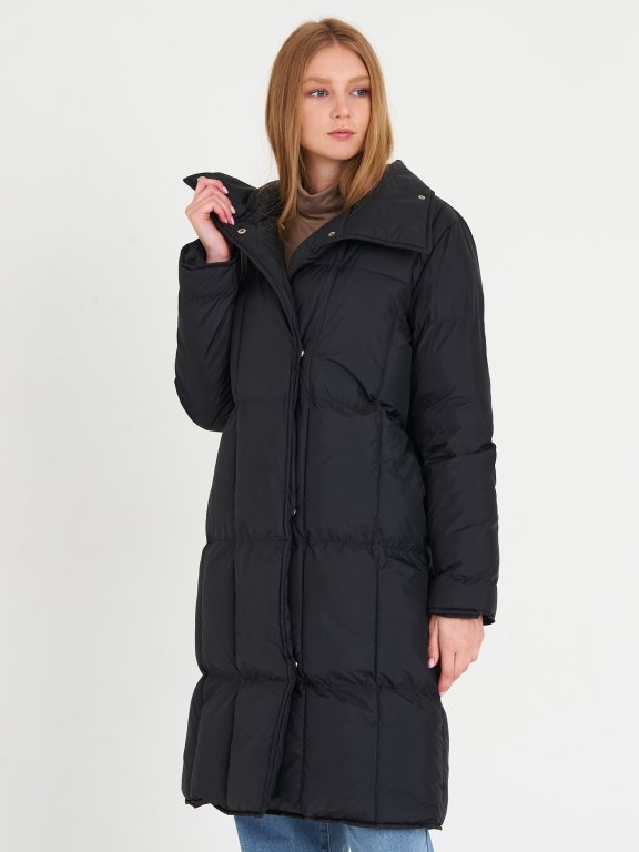 Longline quilted padded winter jacket