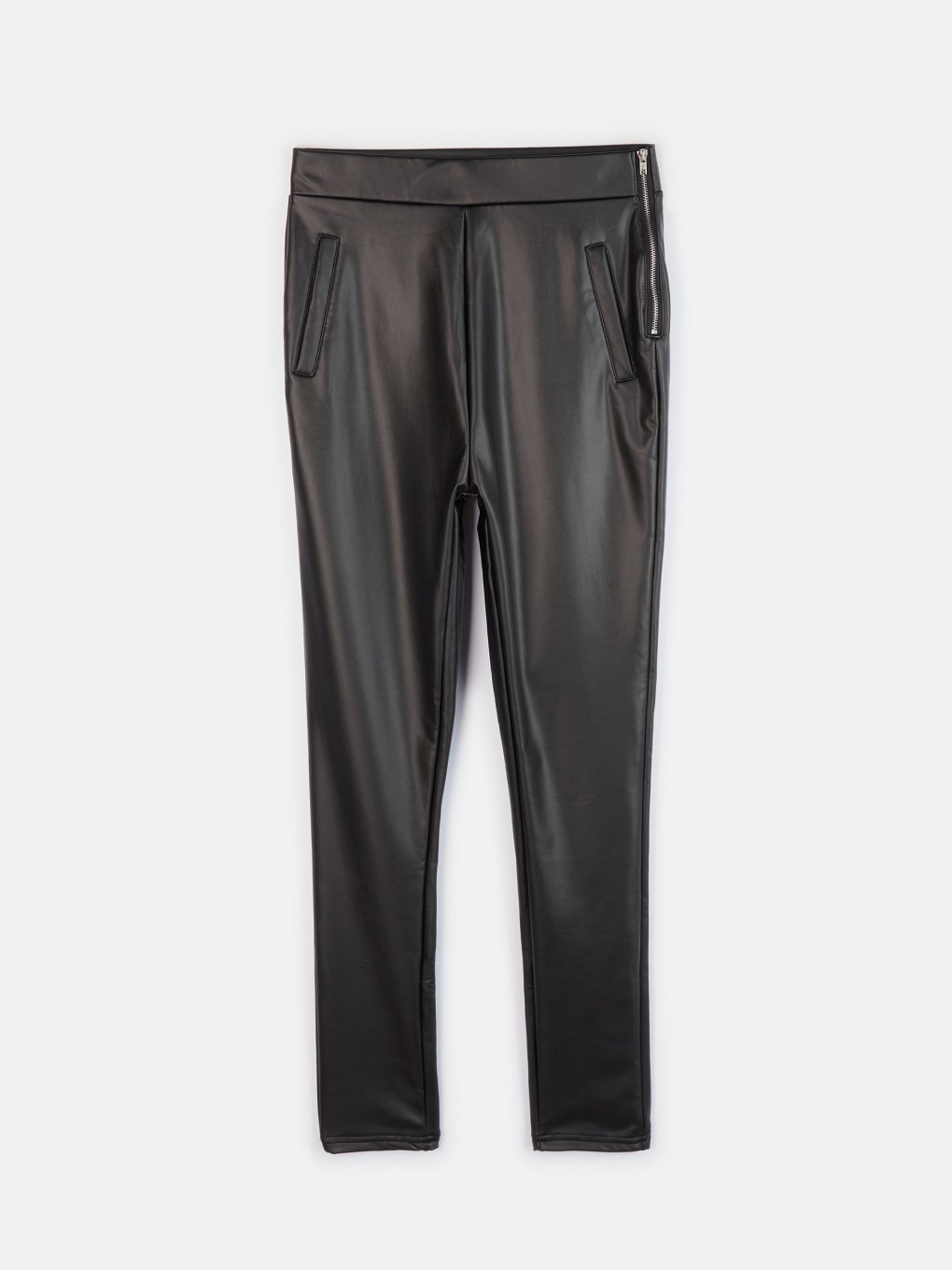 Faux leather pants with faux pockets