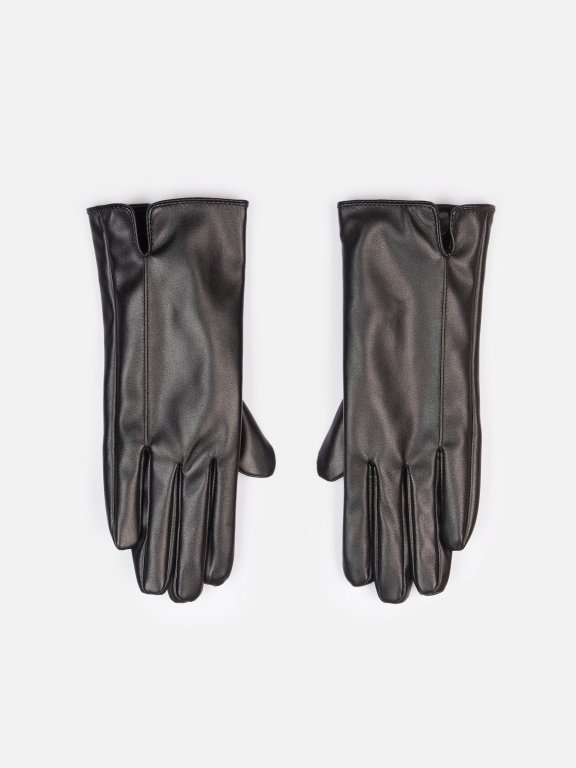 Faux leather touch screen gloves