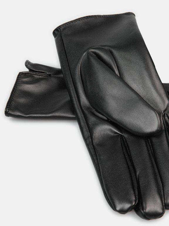 Faux leather touch screen gloves