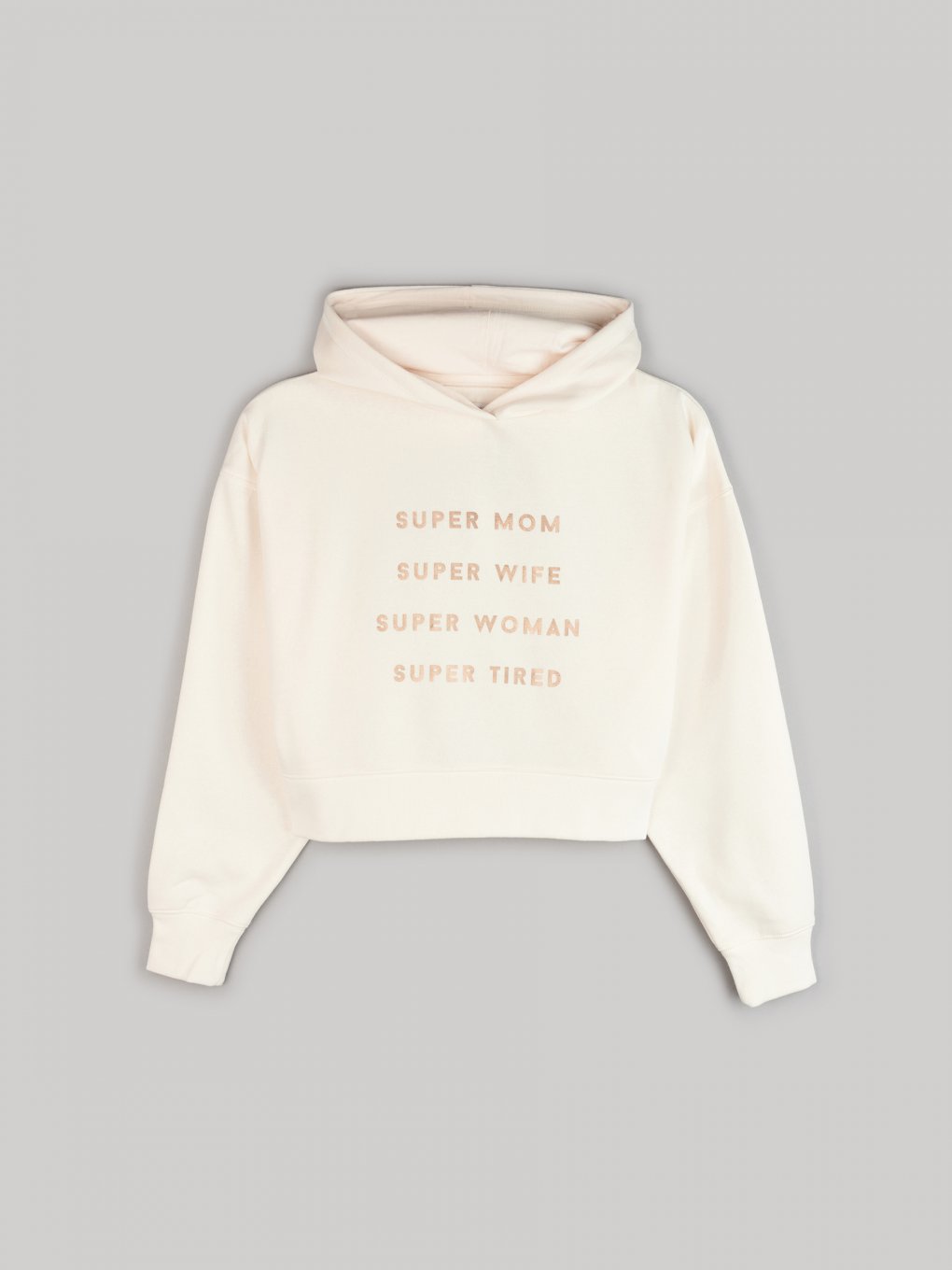 Cropped hoodie with slogan print