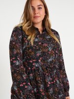Plus size floral print shirt dress