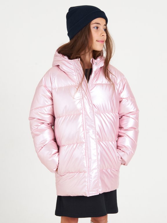 Shiny quilted padded jacket