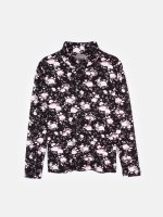 Plus size soft floral roll neck t-shirt
