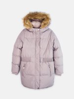 Quilted padded jacket with faux fur