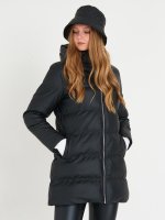 Quilted padded faux leather winter jacket