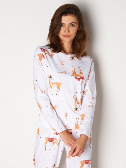 Piżamowa koszulka damska ze świątecznym wzorem