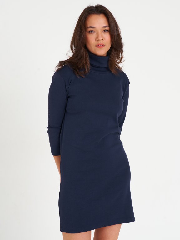 T-shirt dress with roll neck