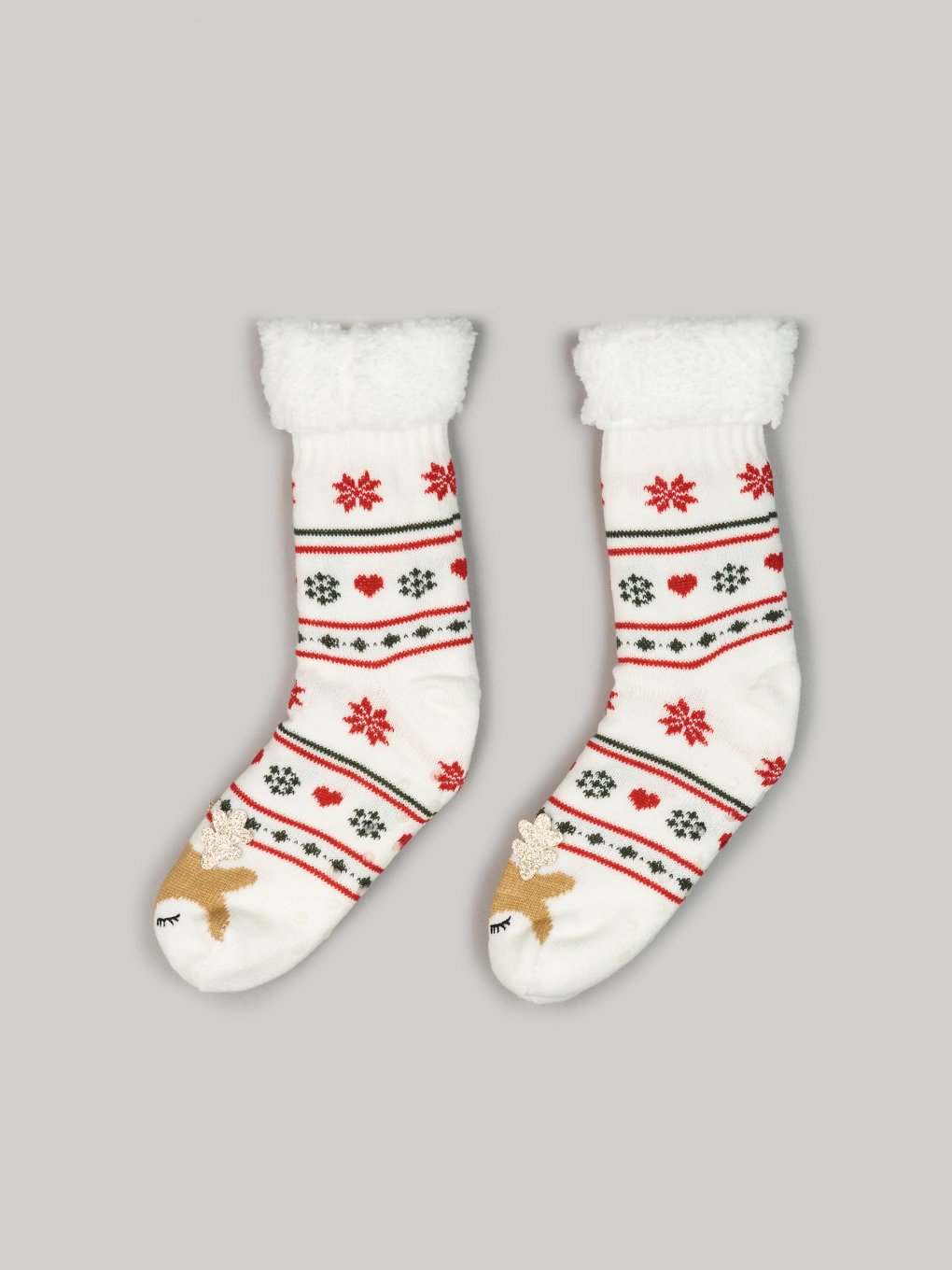 Vánoční zateplené protiskluzové ponožky