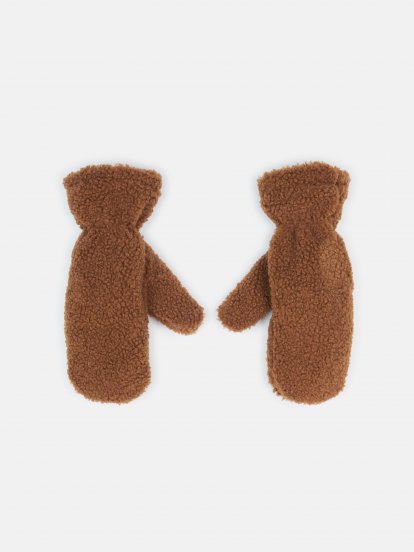 Warm teddy mittens