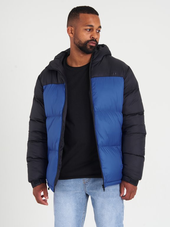 Colour block quilted padded jacket