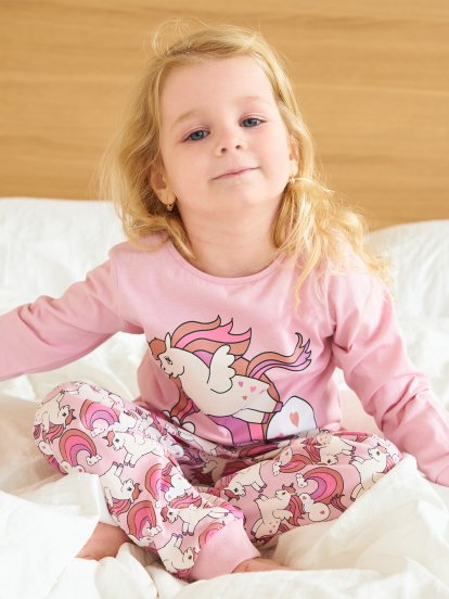 Bawełniana koszulka piżamowa z nadrukiem jednorożca