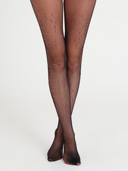 Fishnet tight with faux stones