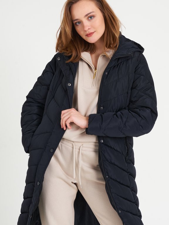 Quilted padded winter jacket with hood
