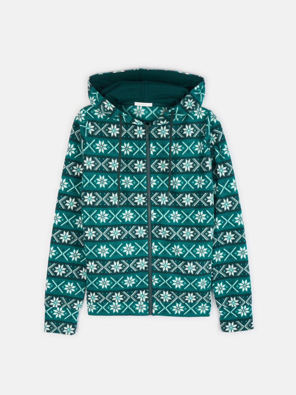 Patterned zip-up hoodie