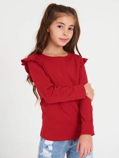 Bavlnené tričko s volánikmi dievčenské