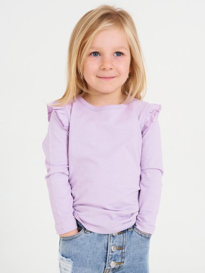 Bavlněné tričko s volánky dívčí