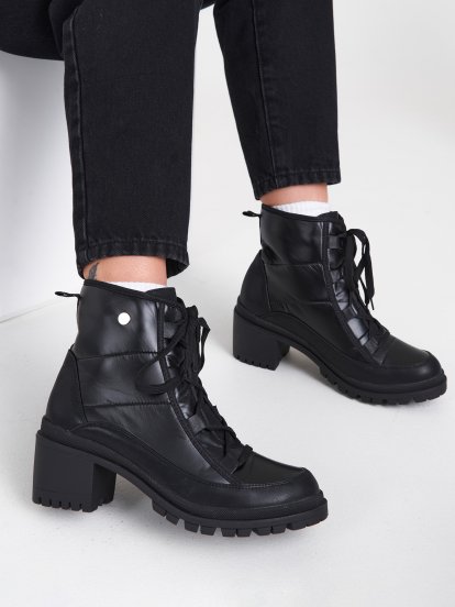 Heeled lace-up ankle boots