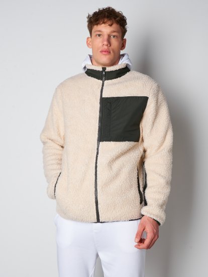 Pánská bunda z imitace ovčí kožešiny na zip