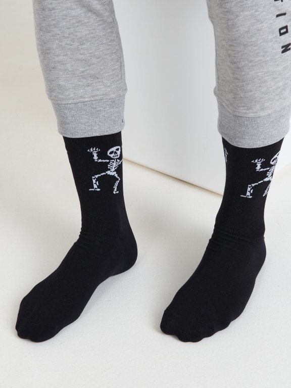 Ponožky s dizajnom kostlivec