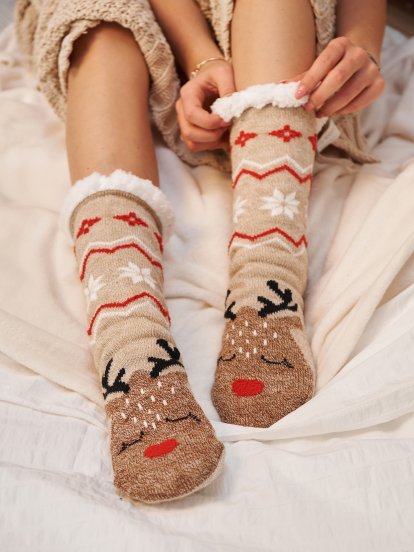 Vánoční zateplené ponožky