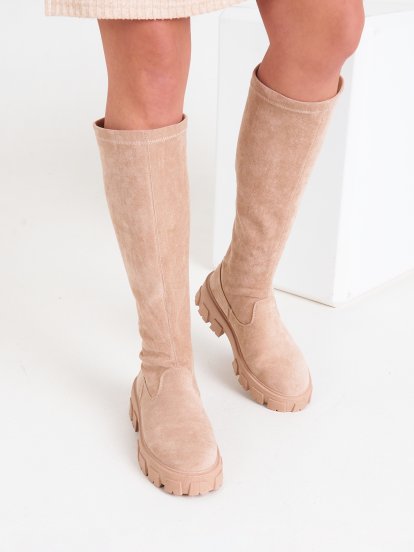 Faux suede high boots