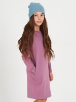 Základní šaty s kapsami s dlouhým rukávem dívčí