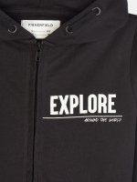 Cotton hoodie with slogan print