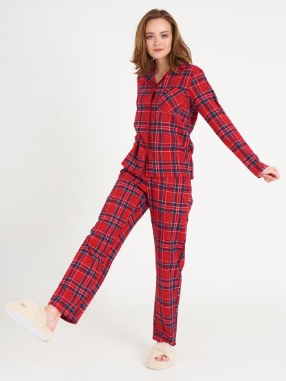 Plaid cotton pyjama bottoms