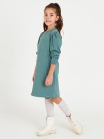 Dívčí jednobarevné mikinové šaty s dlouhým rukávem