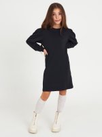 Dievčenské jednofarebné mikinové šaty s dlhým rukávom