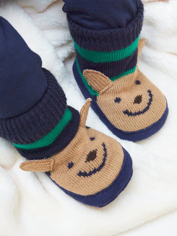 Knitted slippers with ears
