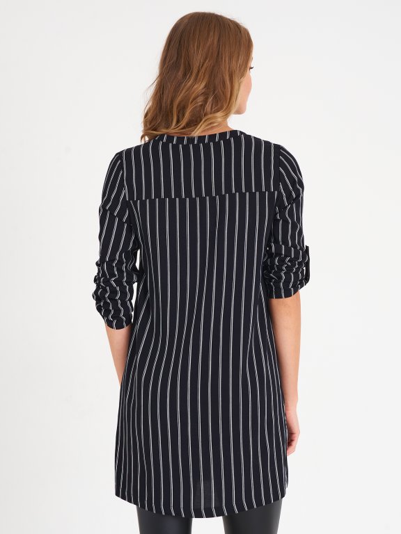 Striped viscose tunic blouse
