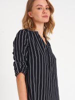 Striped viscose tunic blouse