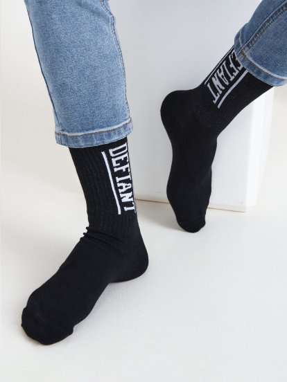 Vysoké ponožky s nápisom