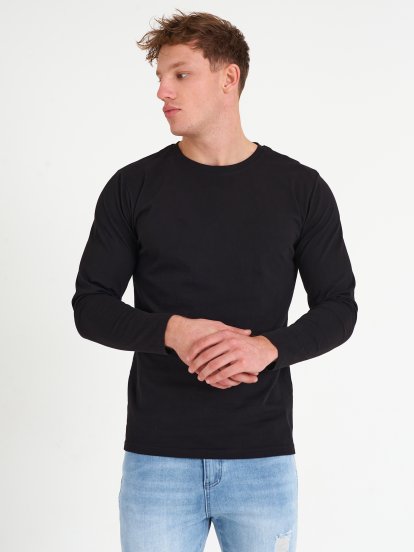 Základní bavlněné tričko s dlouhým rukávem